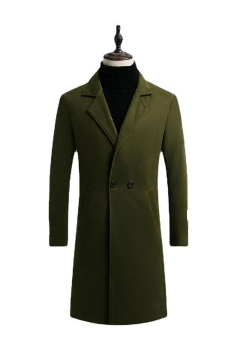 Manteau En Laine Pour Hommes Veste Trench Chaude À Col Montant Et Manches Longues Automne Et Hiver