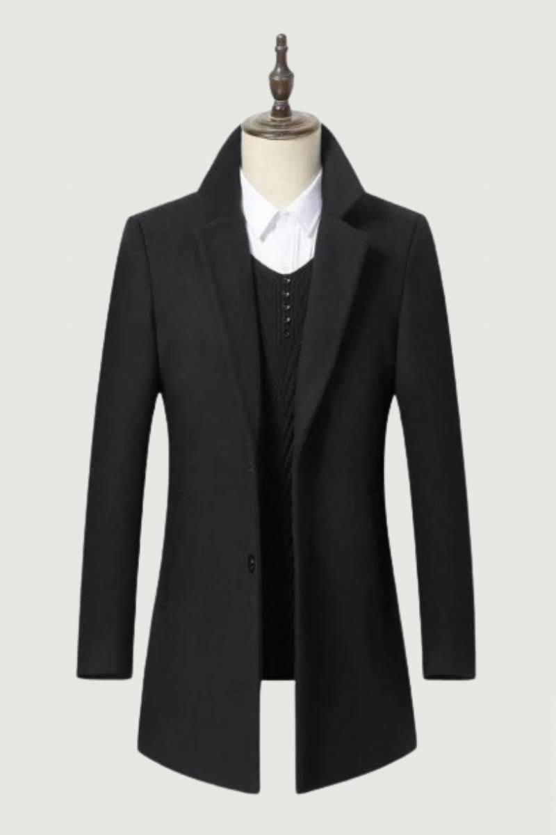 Manteau En Laine À Longue Section Pour Hommes Veste D'affaires Décontractée Style Classique Coupe Cintrée Automne Et Hiver