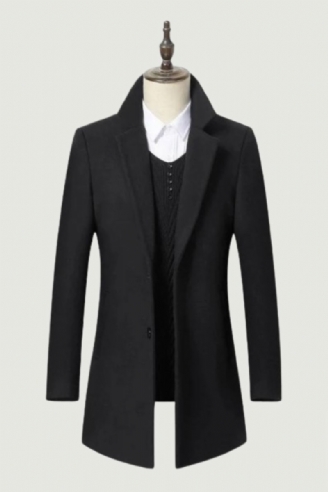 Manteau En Laine À Longue Section Pour Hommes Veste D'affaires Décontractée Style Classique Coupe Cintrée Automne Et Hiver