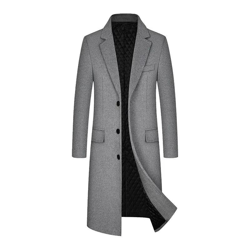 Manteau Long Pour Hommes Vestes En Laine Boutique Haut De Gamme Mélange De Pardessus Trench Épais X-long Sur - Noir