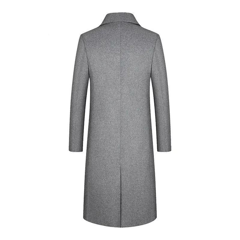 Manteau Long Pour Hommes Vestes En Laine Boutique Haut De Gamme Mélange De Pardessus Trench Épais X-long Sur - Noir