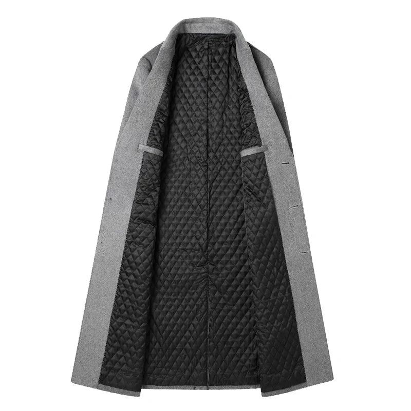 Manteau Long Pour Hommes Vestes En Laine Boutique Haut De Gamme Mélange De Pardessus Trench Épais X-long Sur - Noir