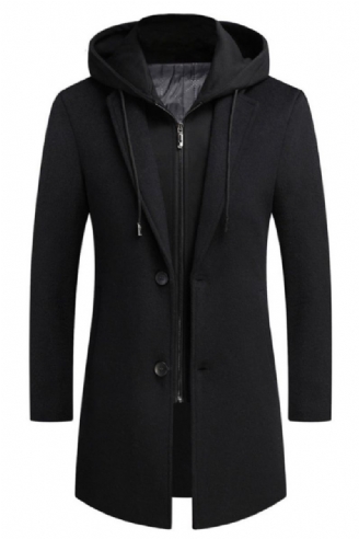 Manteau Long En Laine À Capuche Amovible Pour Homme Veste En