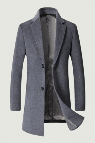 Manteau Long En Laine Pour Hommes Haut De Gamme Solide Décontracté Business Automne Et Hiver