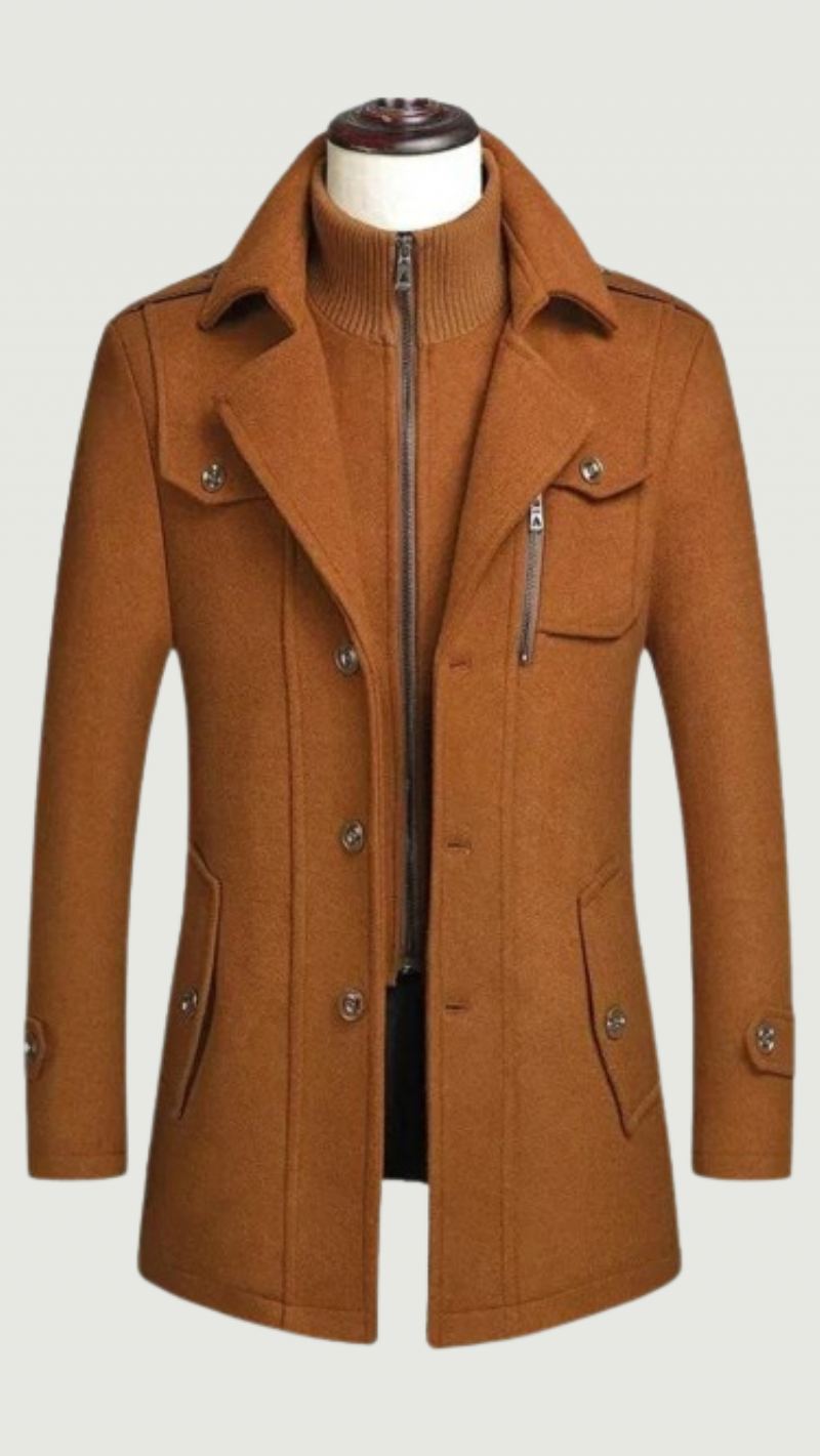 Manteaux D'hiver En Laine Pour Hommes Veste Mi-longue À Col Écharpe Manteau En Épais Et Chaud Rembourré En Coton Trench-coat