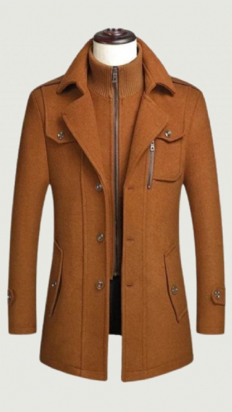 Manteaux D'hiver En Laine Pour Hommes Veste Mi-longue À Col Écharpe Manteau En Épais Et Chaud Rembourré En Coton Trench-coat