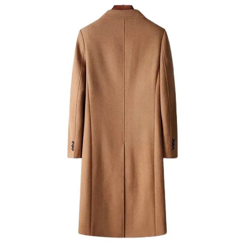 Manteaux En Mélange De Laine Pour Hommes Double Boutonnage Intelligent Et Décontracté Long Trench En Vêtements D'extérieur Automne Et Hiver - Noir