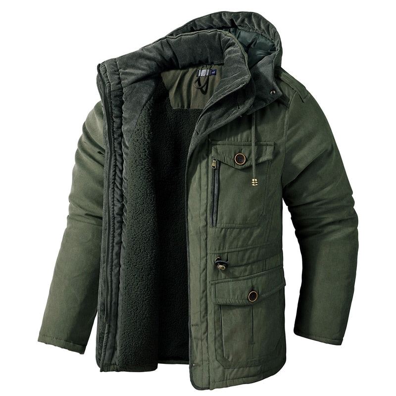 Manteaux Parkas D'hiver Épais Et Chauds Pour Hommes Vestes Intérieures Rembourrées En Polaire Décontractées Coupe-vent À Capuche Vêtements Cargo De L'armée Militaire Taille Américaine - Vert Armée