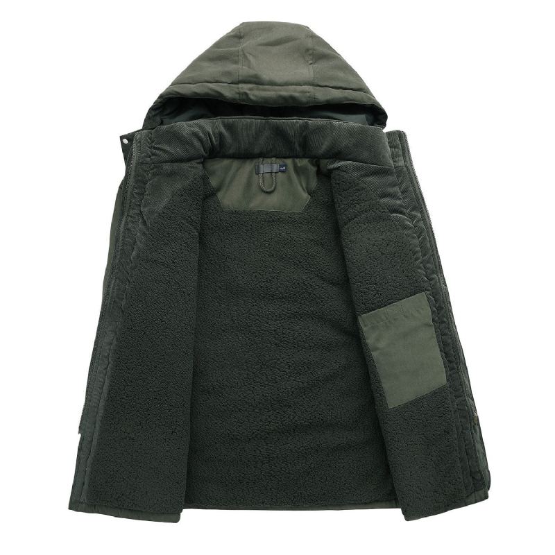 Manteaux Parkas D'hiver Épais Et Chauds Pour Hommes Vestes Intérieures Rembourrées En Polaire Décontractées Coupe-vent À Capuche Vêtements Cargo De L'armée Militaire Taille Américaine - Vert Armée