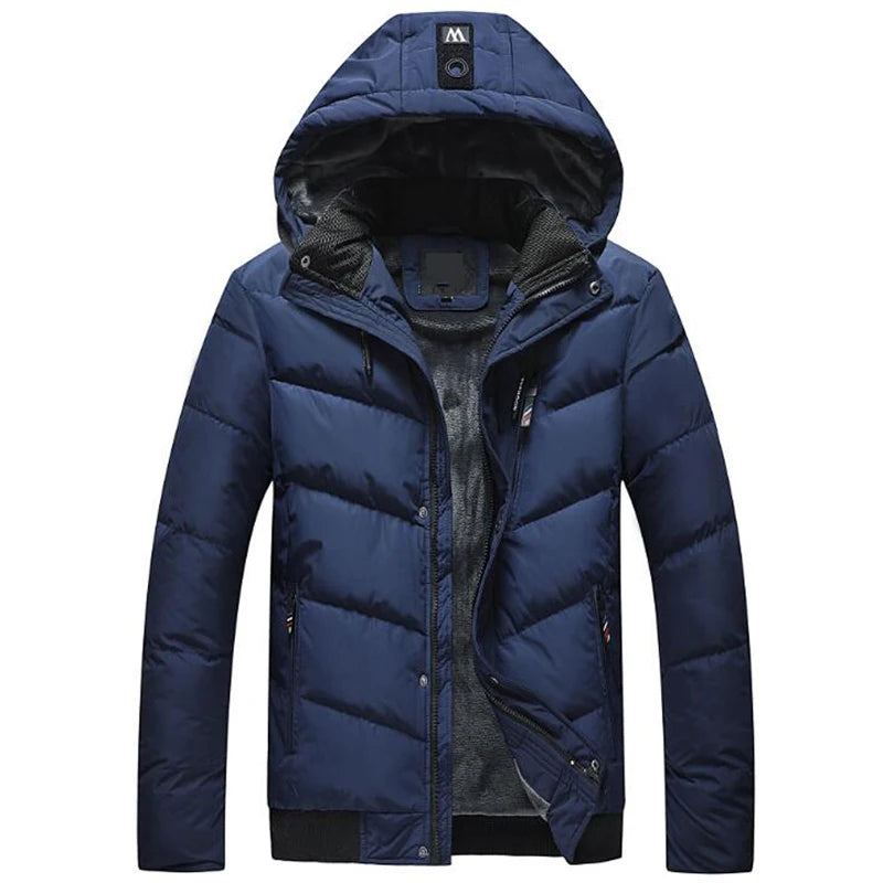 Parka D'hiver À Capuche Pour Hommes Veste Épaisse Et Chaude Manteaux Imperméables Doublure En Laine Vêtements D'extérieur - Noir