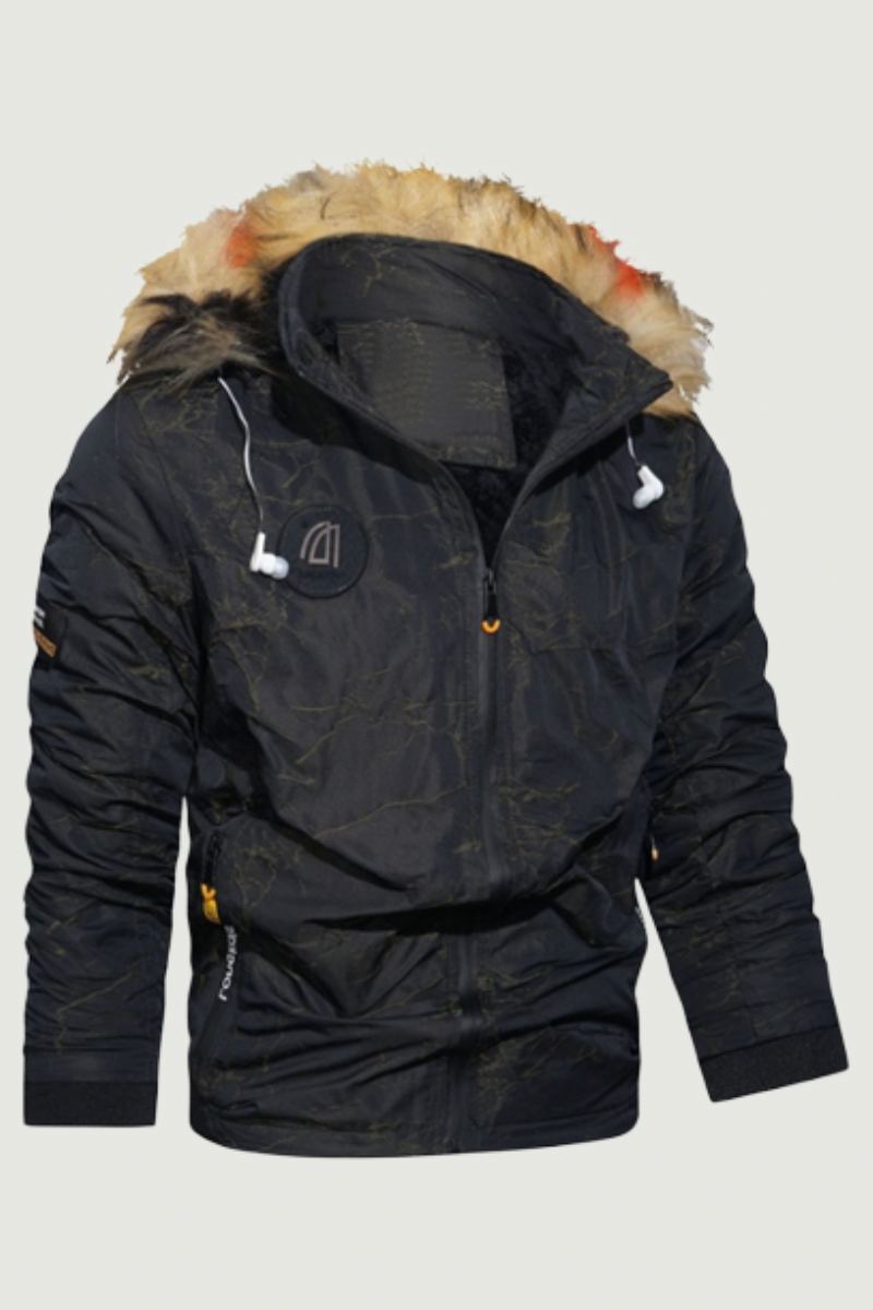 Parka Polaire À Capuche Pour Homme Veste Imperméable Chaude Et Épaisse Avec Col En Fourrure Manteaux Décontractés Chapeau Détachable Nouvelle Collection Hiver