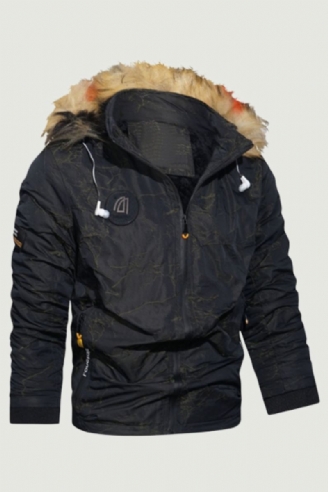 Parka Polaire À Capuche Pour Homme Veste Imperméable Chaude Et Épaisse Avec Col En Fourrure Manteaux Décontractés Chapeau Détachable Nouvelle Collection Hiver