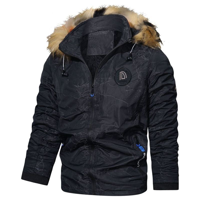 Parka Polaire À Capuche Pour Homme Veste Imperméable Chaude Et Épaisse Avec Col En Fourrure Manteaux Décontractés Chapeau Détachable Nouvelle Collection Hiver - Gris