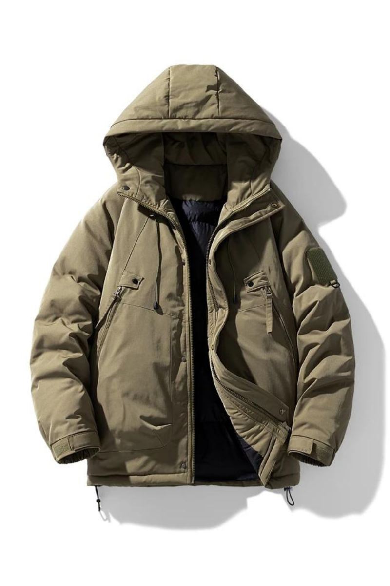 Parkas Chauds À Capuche De Haute Qualité Pour Hommes Manteaux D'hiver De Style Ample Vestes Cargo Coupe-vent D'extérieur