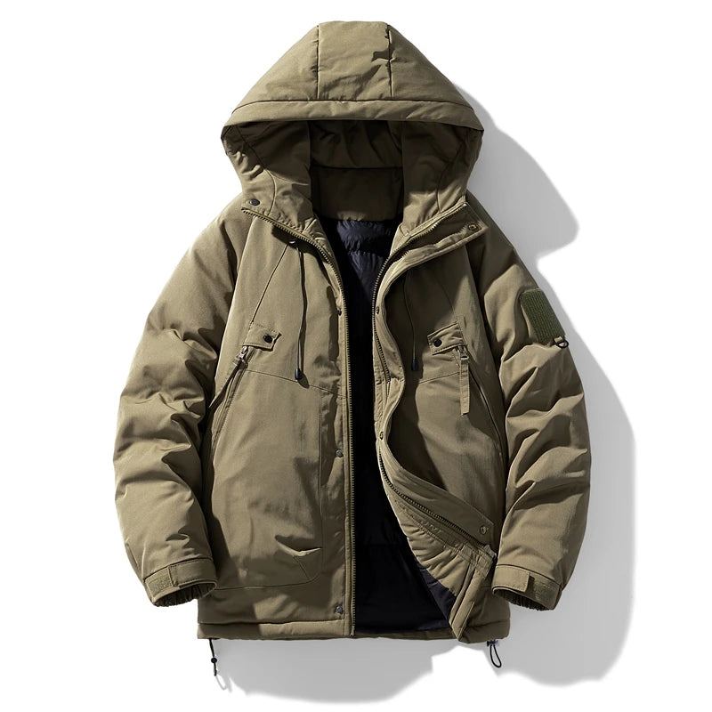 Parkas Chauds À Capuche De Haute Qualité Pour Hommes Manteaux D'hiver De Style Ample Vestes Cargo Coupe-vent D'extérieur - Vert