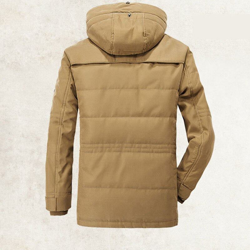 Parkas D'hiver Pour Hommes Veste Chaude Rembourrée En Coton Polaire Avec Fourrure - Bleu Profond