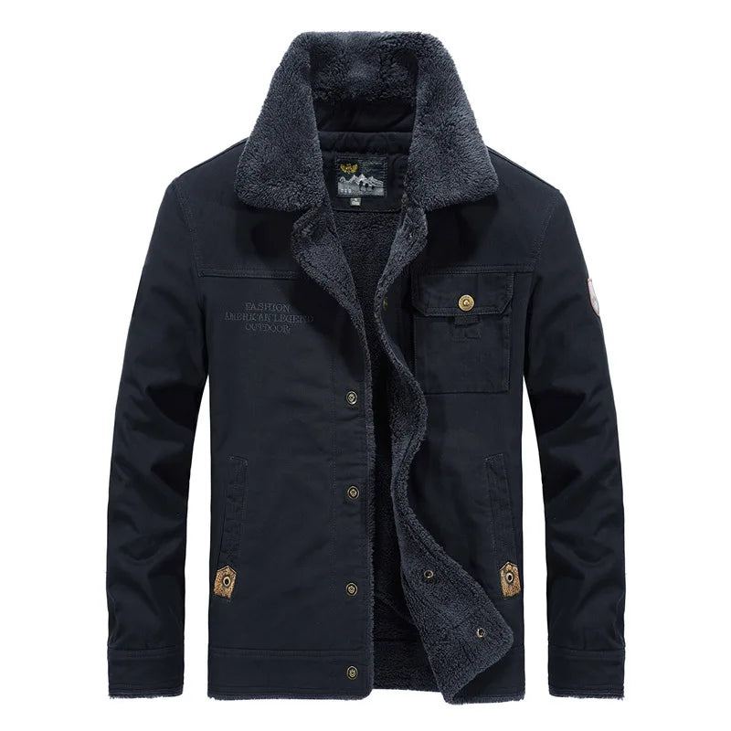 Parkas Homme Streetwear Chaud Polaire Vêtements Rembourrés De Coton Veste D'hiver Hommes Pardessus - Bleu