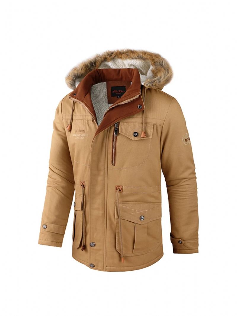 Parkas Pour Hommes Randonnée Dans La Nature Vestes Légères Rembourrées Sweat-shirt Avec Manteaux À Fermeture Éclair À Capuche Hiver - Noir