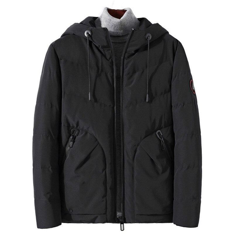 Parkas Veste D'hiver Hommes Manteau Mâle Coupe-vent À Capuche Épais Chaud Ample Parka - Noir