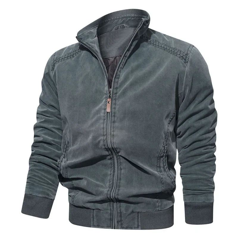 Printemps Automne Hommes Bomber Vestes Décontracté Vêtements Pour Coupe-vent Col Montant Veste Baseball Mince - Noir