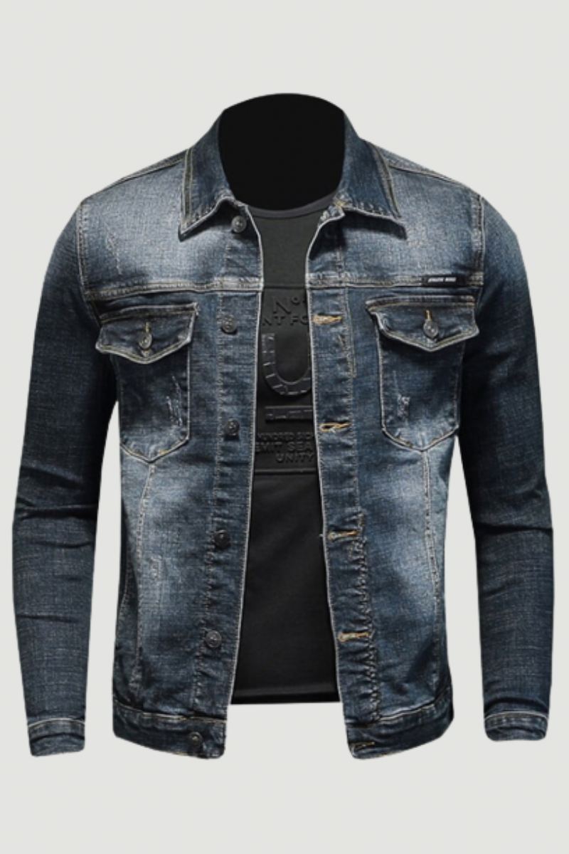 Printemps Denim Veste Hommes Jean Manteau Coton Élasticité Col Rabattu Manches Longues Mince Vêtements Gris Bleu Bomber