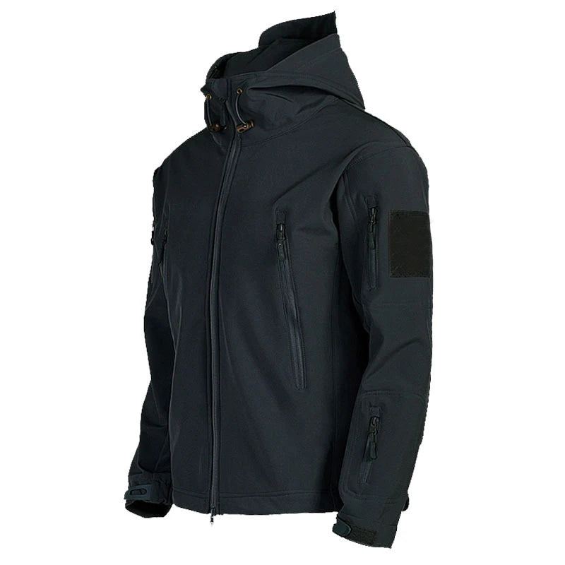 Sweat À Capuche Décontracté Pour Jeunes Coupe-vent Imperméable Respirant Chaud Extérieur Veste Polaire À Coque Souple - Noir