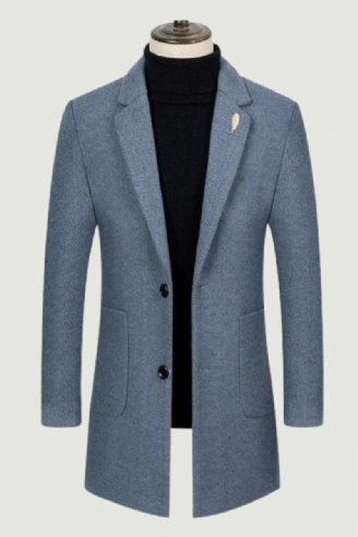 Trench-coat Pour Hommes Marque Haut De Gamme Nouveau Manteau Slim À Simple Boutonnage Costume D'affaires Décontracté Col Veste En Laine