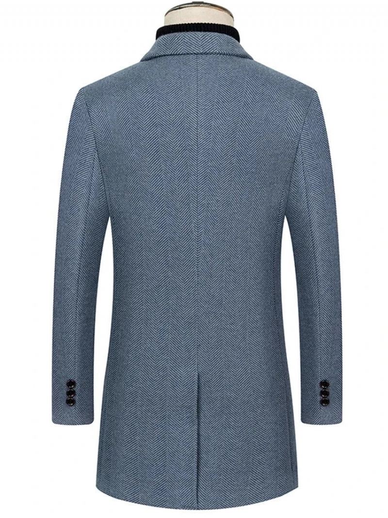 Trench-coat Pour Hommes Marque Haut De Gamme Nouveau Manteau Slim À Simple Boutonnage Costume D'affaires Décontracté Col Veste En Laine - Gris