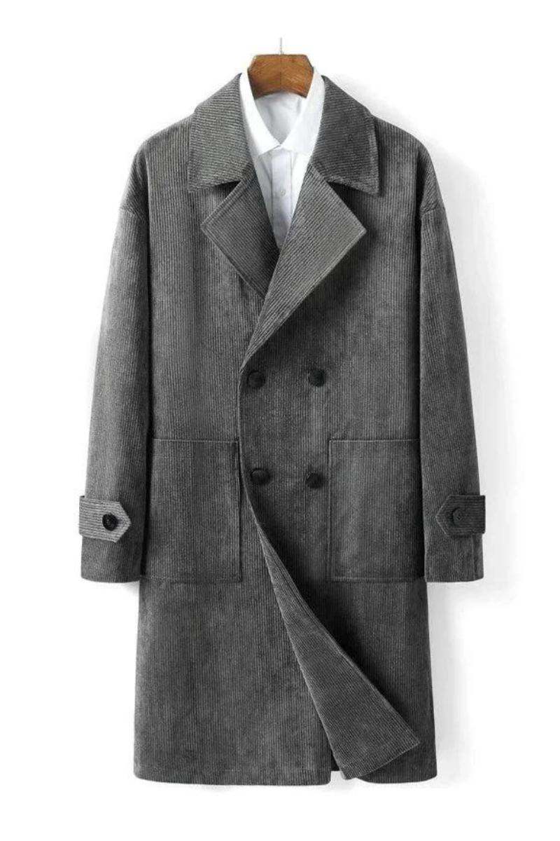 Trench-coat Pour Hommes Vêtements Printemps-automne Double Boutonnage Slim Mi-long Vestes Décontractée