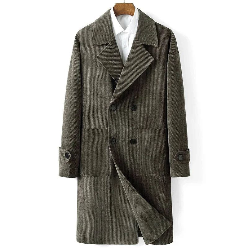 Trench-coat Pour Hommes Vêtements Printemps-automne Double Boutonnage Slim Mi-long Vestes Décontractée - Gris Foncé