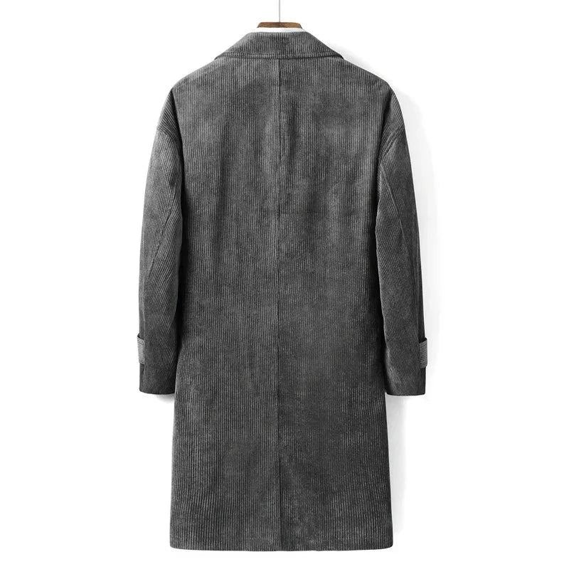 Trench-coat Pour Hommes Vêtements Printemps-automne Double Boutonnage Slim Mi-long Vestes Décontractée - Gris Foncé