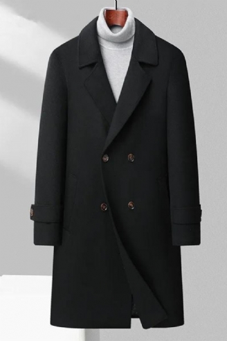 Trench-coat En Laine Épaisse Pour Hommes Manteau Long À Double Boutonnage Automne Et Hiver