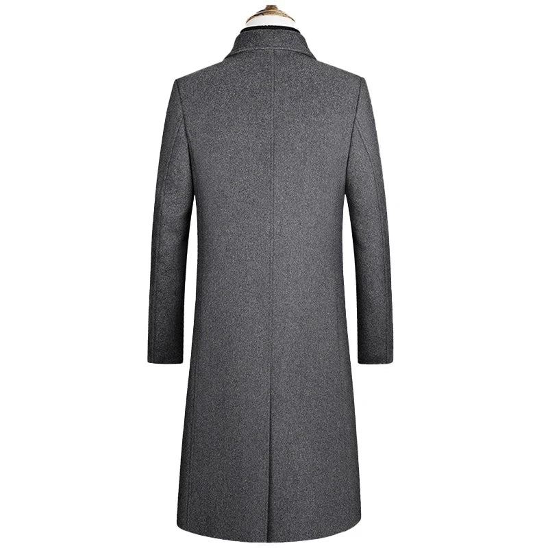 Trench-coat En Laine Extra Long Pour Homme Veste Classique Épaisse Et Chaude Boutique Automne Et Hiver - Gris