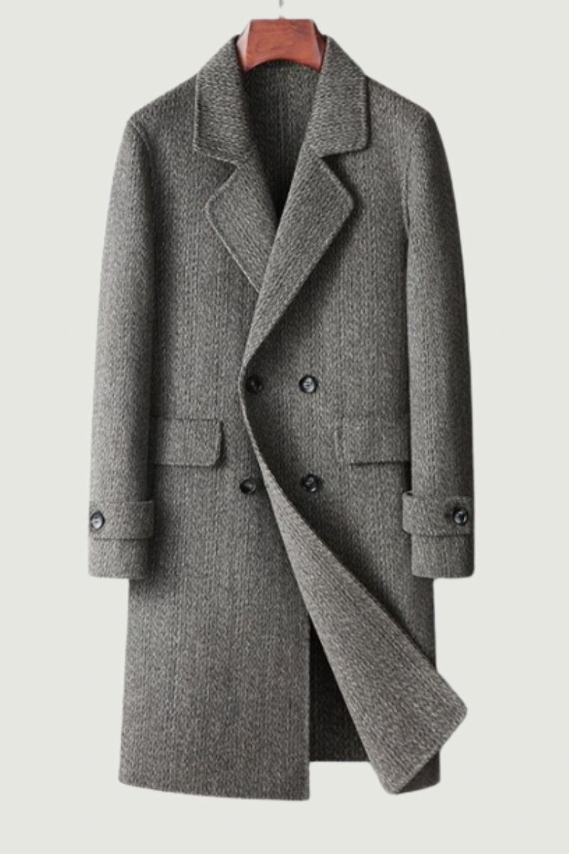 Trench-coat Long En Laine De Haute Qualité Pour Hommes Vestes Pardessus Automne