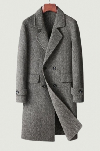 Trench-coat Long En Laine De Haute Qualité Pour Hommes Vestes Pardessus Automne