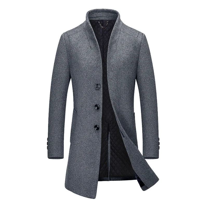 Trench Coat Manteau D'hiver En Laine Pour Homme En Épais - Gris