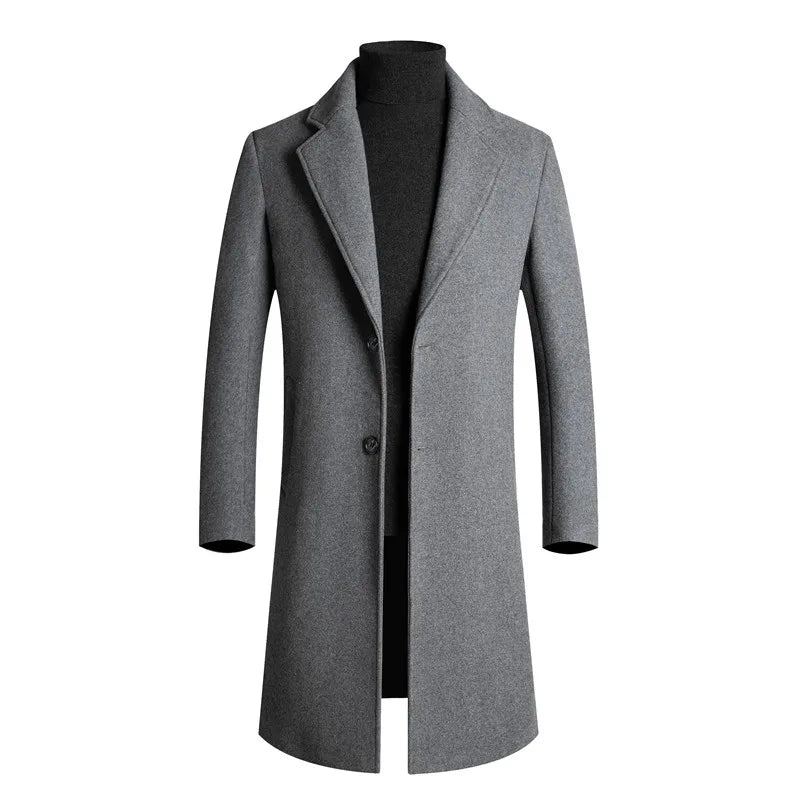 Trench Européen Et Américain Hommes Manteau De Laine D'hiver De Épais D'âge Moyen - Gris