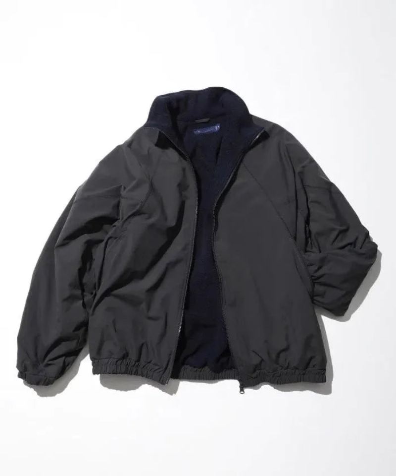 Veste Ample À Col Montant En Nylon Solide En Polaire Épaisse - Bleu