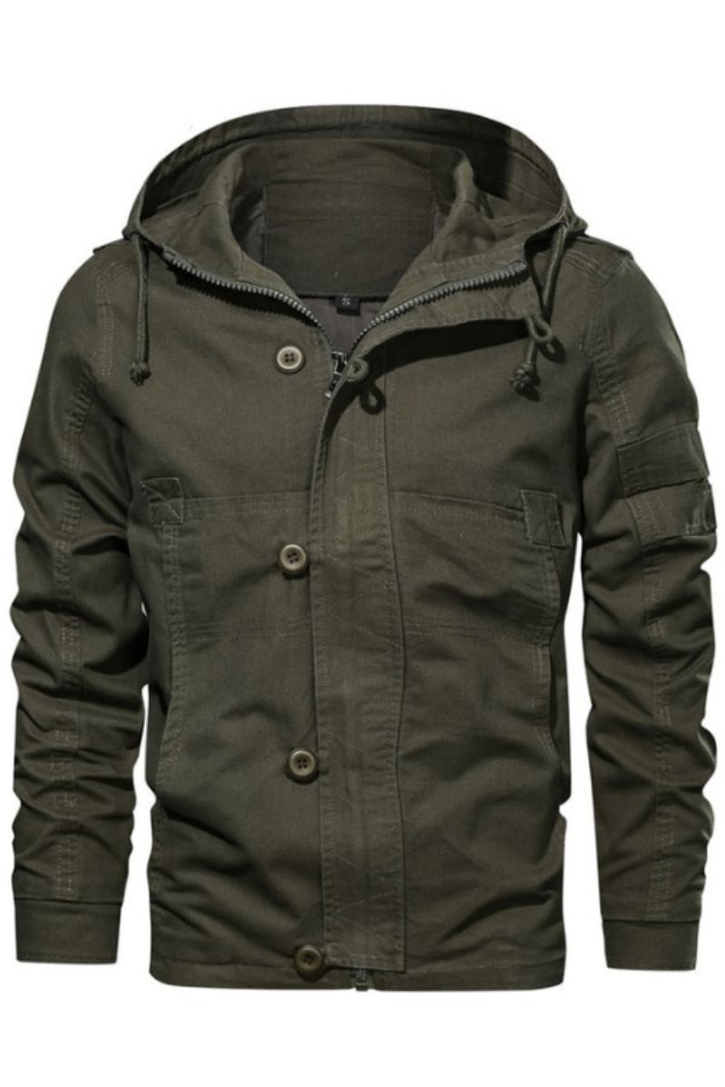 Veste D'automne À Capuche Pour Hommes Nouveau Manteau Militaire Décontracté Coupe Cintrée Vêtements De Marque