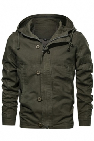 Veste D'automne À Capuche Pour Hommes Nouveau Manteau Militaire Décontracté Coupe Cintrée Vêtements De Marque