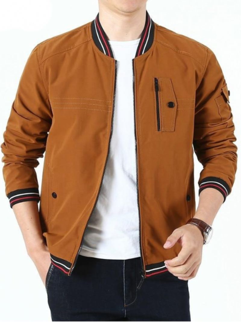 Veste Bombardier À Fermeture Éclair Pour Hommes Vêtements Double Face Manteaux En Coton Décontractée Coupe Cintrée Vestes De Baseball