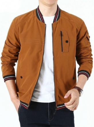 Veste Bombardier À Fermeture Éclair Pour Hommes Vêtements Double Face Manteaux En Coton Décontractée Coupe Cintrée Vestes De Baseball