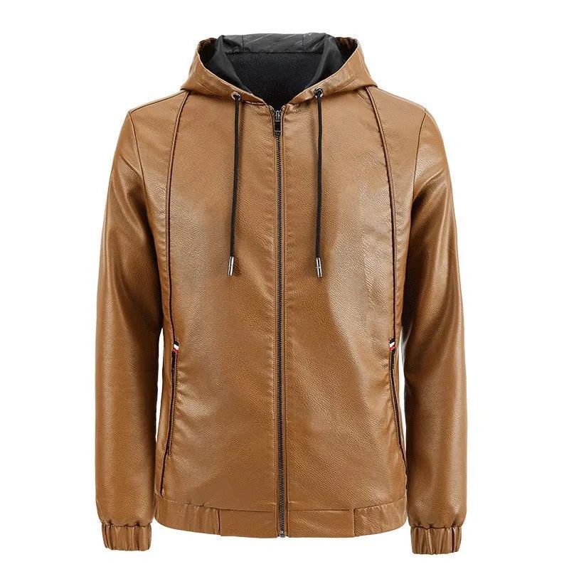 Veste À Capuche Pour Homme Belle Tendance Décontractée Slim Moto Épaisse Hiver Voyage - Noir