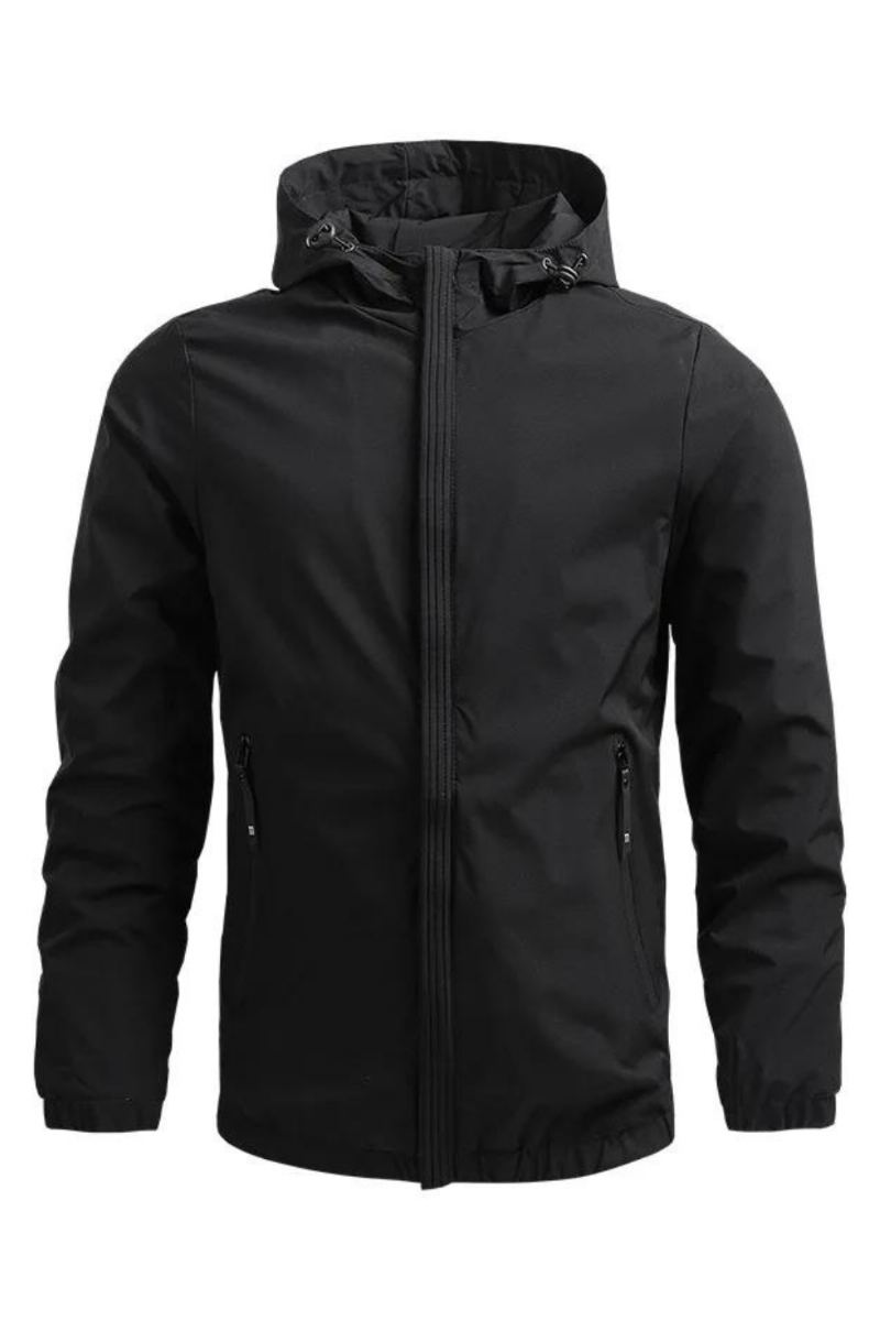 Veste À Capuche Pour Hommes Coupe-vent Solide Universitaire Décontractée Manteau De Camping Vêtements D'extérieur