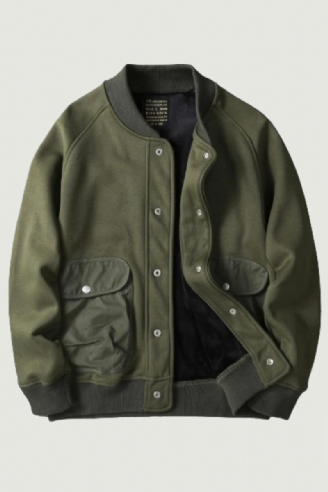 Veste Cargo Tricotée En Velours Épais Pour Homme Manteau Ample Et Décontracté Rétro Américain Col De Baseball Pur Otton Lavé Nouvelle Collection Automne Hiver