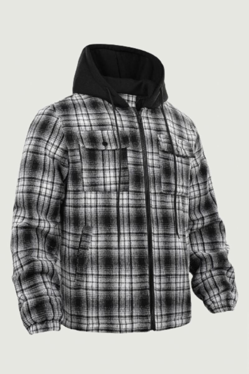 Veste Chemise À Carreaux Épaisse Pour Hommes Automne/hiver Décontractée Polyvalente Ample Fermeture Éclair À Capuche