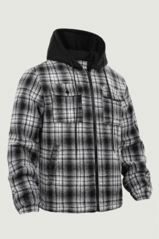 Veste Chemise À Carreaux Épaisse Pour Hommes Automne/hiver Décontractée Polyvalente Ample Fermeture Éclair À Capuche