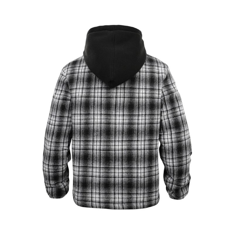 Veste Chemise À Carreaux Épaisse Pour Hommes Automne/hiver Décontractée Polyvalente Ample Fermeture Éclair À Capuche - Gris