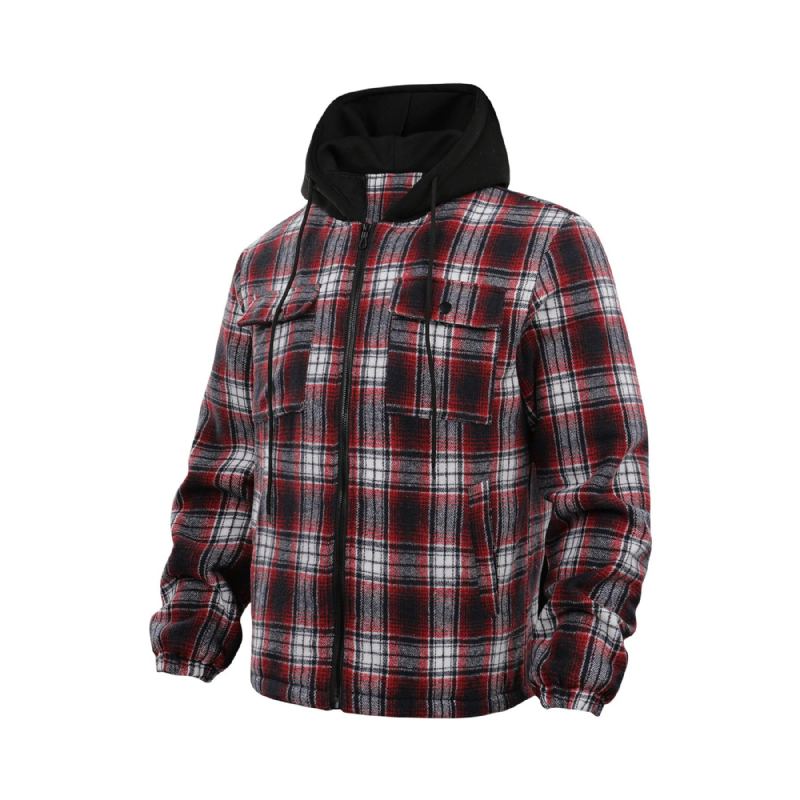 Veste Chemise À Carreaux Épaisse Pour Hommes Automne/hiver Décontractée Polyvalente Ample Fermeture Éclair À Capuche - Gris