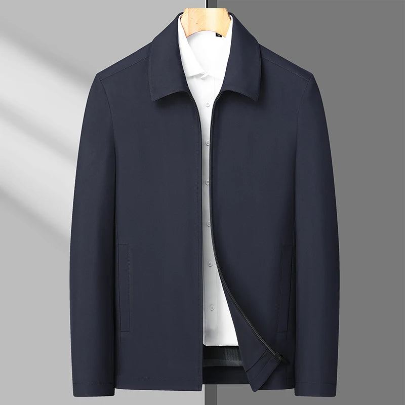 Veste Coupe-vent Pour Hommes Beau Manteau À Revers Fin Costume D'affaires Décontracté Papa Printemps Et Automne - Noir